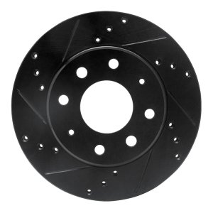 Dodge Colt Brake Rotor (1) - Front Left - R1 Concepts - Drilled & Slotted - Black - `88-`07